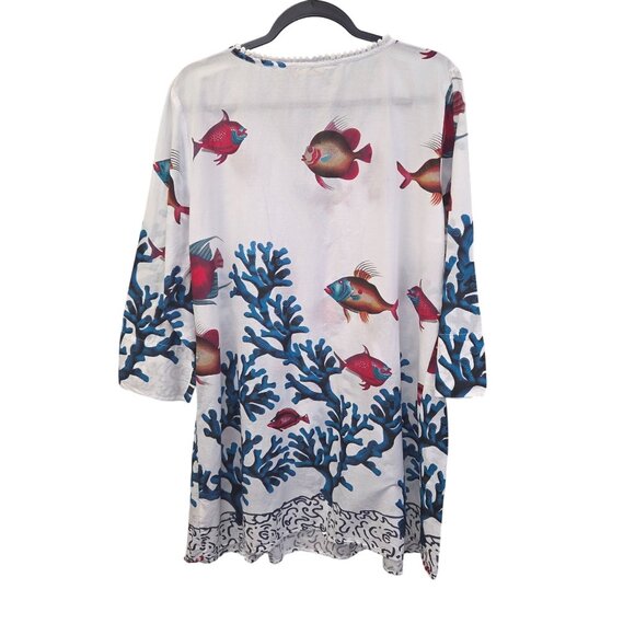 Soft Surroundings XL Fish Print Tunic Dress 3926 - Picture 2 of 8